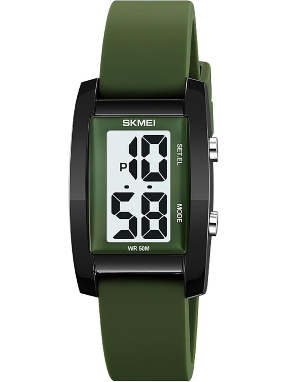 Unisex Green Digital Big Numbers LED Sport Casual Silicone Strap Wrist Watch